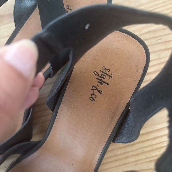 Style & Co Black Heeled Sandals with Ankle Strap - Picture 5 of 10